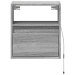 vidaXL Tables de chevet murales avec lumières LED 2 Pièces sonoma gris