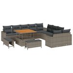 vidaXL Ensemble de canapé de jardin 13 Pièces Gris polyrotin