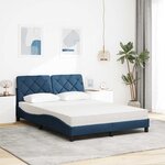 vidaXL Lit avec matelas bleu 120x200 cm tissu