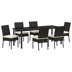 vidaXL Ensemble de salle à manger pour jardin 7 Pièces Noir