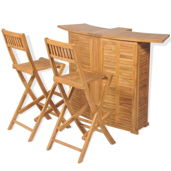 vidaXL Mobilier de bistro 3Pièces et chaises pliables Bois de teck solide