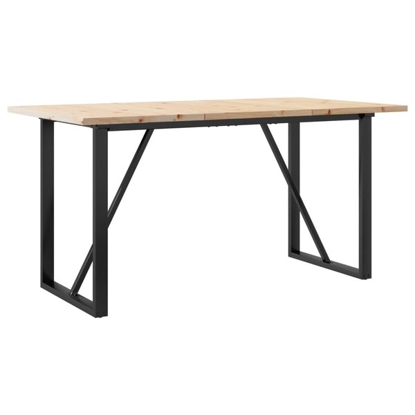 vidaXL Table à manger cadre en O 160x80x75 5 cm bois pin massif fonte