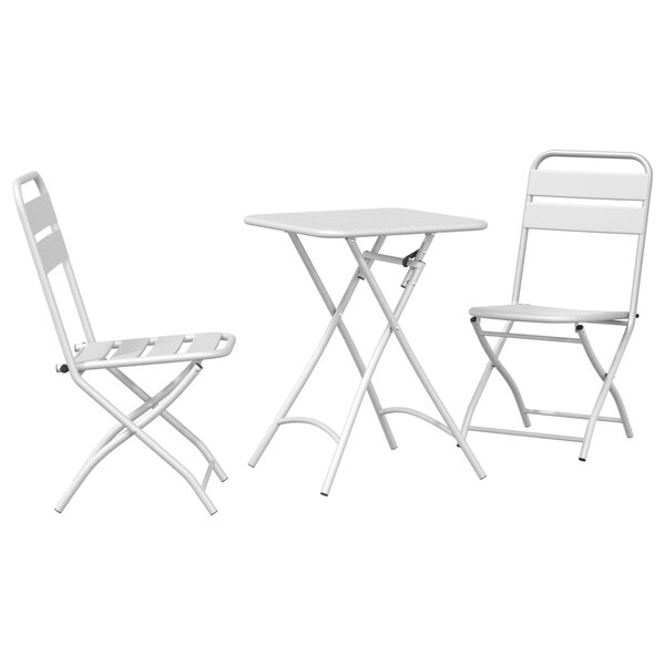 Ensemble de Bistro Pliable 3 Pièces vidaXL Blanc Acier