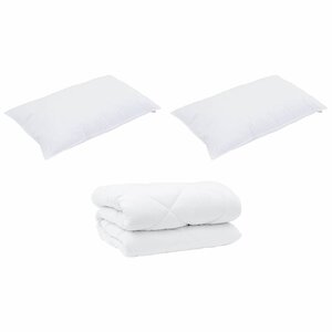 vidaXL Duvet d'hiver avec oreiller 3 Pièces Blanc 240 x 260 cm Microfibre