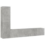 vidaXL Ensemble de meubles TV 4 Pièces Gris béton Bois d'ingénierie