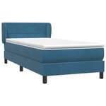 vidaXL Sommier à lattes de lit et matelas bleu foncé 90x210 cm velours