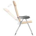 vidaXL Chaises de camping pliables lot de 4 Crème Aluminium