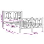 vidaXL Cadre de lit métal sans matelas et pied de lit blanc 120x190 cm