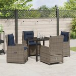 vidaXL Ensemble de 5 pièces de salle à manger de jardin en rattan poly gris