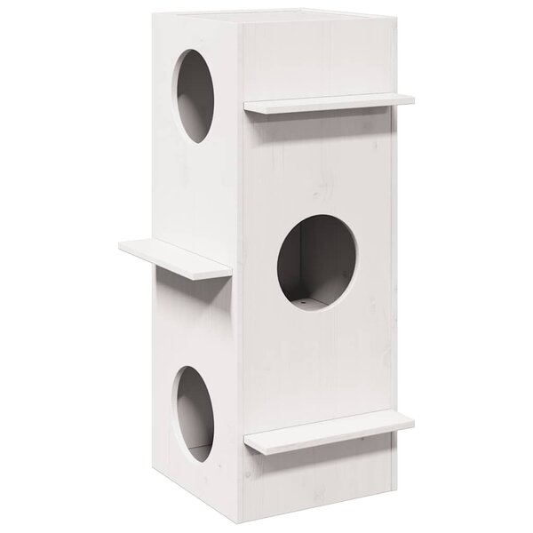 vidaXL Maison pour chat blanc 43x43x90 cm bois de pin massif