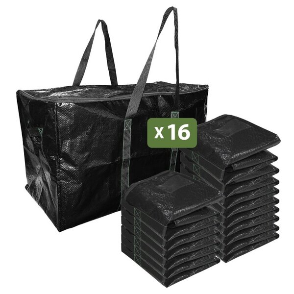 Pack and Move - Lot 16 Grands Sacs Déménagement Rangement Et Transport Ultra Résistant - Réutilisable - Poignées Solides - 100L