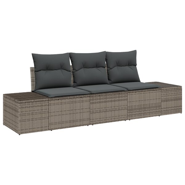vidaXL Ensemble de Canapé de Jardin de 3 Pièces avec Coussins Gris en Rattan Synthétique
