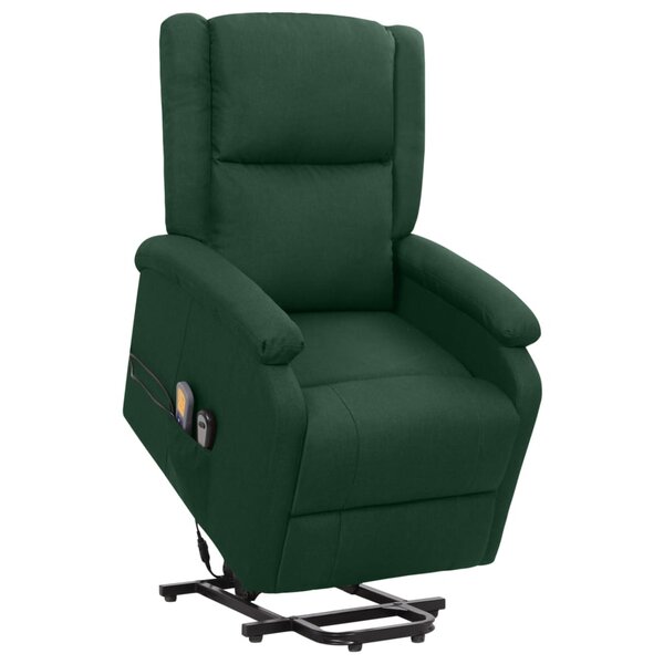 vidaXL Fauteuil de massage Vert foncé Tissu