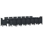 Ensemble de salle à manger de jardin de 17 pièces avec coussins Anthracite Rotin Synthétique