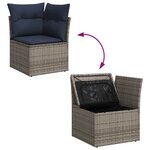 vidaXL Salon de jardin avec coussins 8 Pièces gris résine tressée acacia