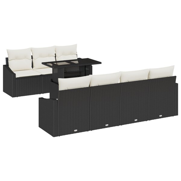 vidaXL ensemble de canapé de jardin 8 pièces avec coussins en poly rattan noir