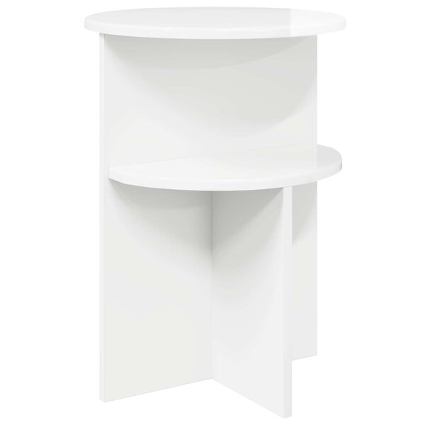 vidaXL Table d'appoint Blanc brillant Ø 39 5 x 55 cm Bois d'ingénierie