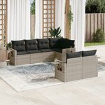 vidaXL Salon de jardin avec coussins 7 Pièces gris clair résine tressée