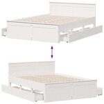 vidaXL Cadre de lit sans matelas avec tête de lit blanc 140x190 cm pin