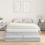 vidaXL Cadre de lit de rangement Gris Sonoma 150x200 cm