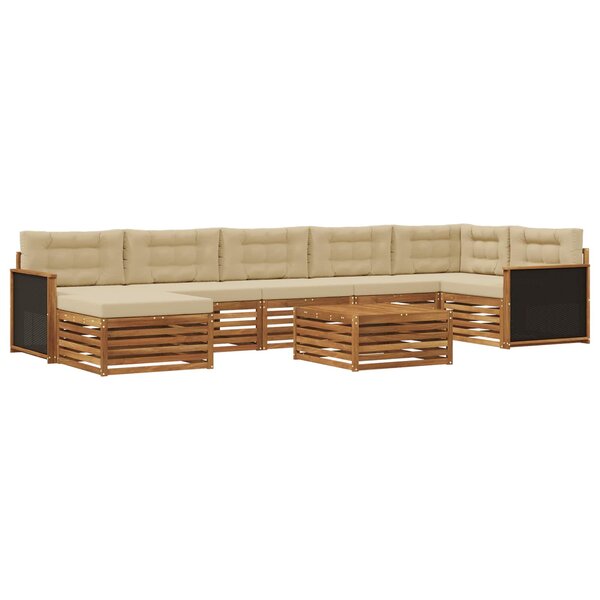 vidaXL Ensemble de canapés d'extérieur 8 pc Naturel et Beige