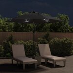 vidaXL Parasol d'extérieur avec lumières LED et mât en acier Noir
