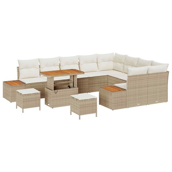 vidaXL Ensemble de canapé de jardin avec coussin 12 Pièces Beige et crème
