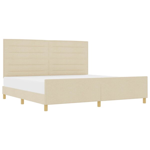 vidaXL Cadre de lit avec tête de lit Crème 200 x 200 cm tissu
