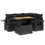 vidaXL Salon de jardin 5 Pièces avec coussins noir résine tressée