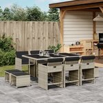 vidaXL Ensemble à manger de jardin 11Pièces avec coussins gris poly rotin