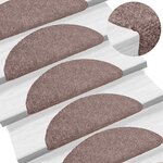 vidaXL Tapis d'escalier auto-adhésifs 10 pièces 65 x 21 x 4 cm Marron clair Demi-rond Grand