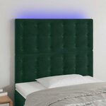 vidaXL Tête de lit à LED Vert foncé 90x5x118/128 cm Velours
