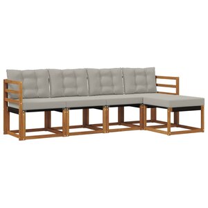 vidaXL Ensemble de canapés d'extérieur 5 pc Gris Naturel et Clair