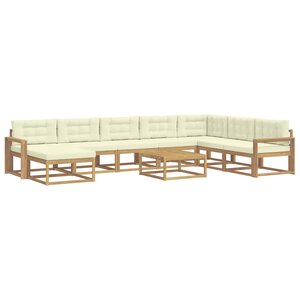 vidaXL Ensemble de canapés d'extérieur 9 Pièces Blanc et crème