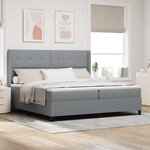 vidaXL Lit à ressorts avec matelas et lumière LED gris clair 200 x 200 cm en tissu