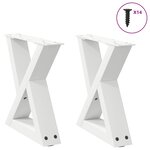vidaXL Pieds de table basse 2 pièces Blanc 30 x (30-31 3) cm Acier