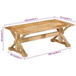 vidaXL Table basse 110x52x40 cm bois de manguier massif