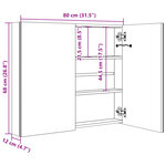 vidaXL Armoire de salle de bain à miroir LED Blanc brillant 80x12x68cm