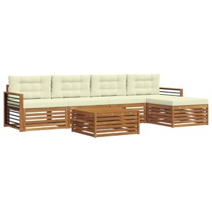vidaXL Ensemble de canapés d'extérieur 6 pc Naturel et Crème