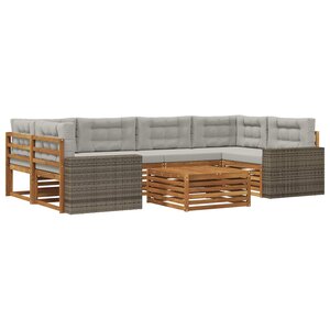 vidaXL Ensemble de canapés d'extérieur 7 pc Naturel et gris clair
