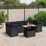 vidaXL Salon de jardin 8 Pièces avec coussins noir résine tressée