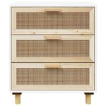 vidaXL Buffet Blanc 60x30x70 cm Bois de pin massif et rotin naturel