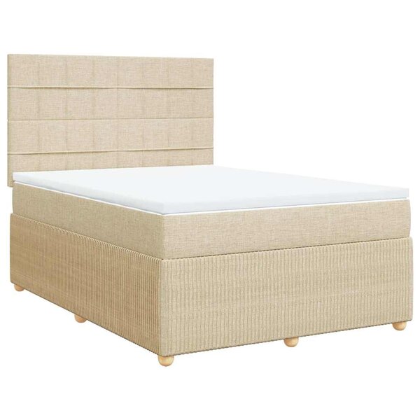 vidaXL Sommier à lattes de lit avec matelas Crème 160x200 cm Tissu