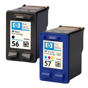 Pack de 2 cartouches d'encre authentiques HP 56/57 Noir et couleurs - programme SECOND