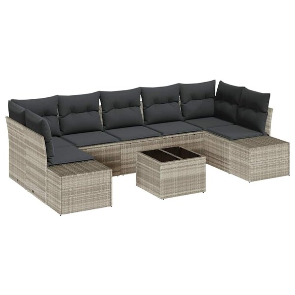 vidaXL Ensemble de canapé de jardin 8 Pièces Gris clair et gris foncé