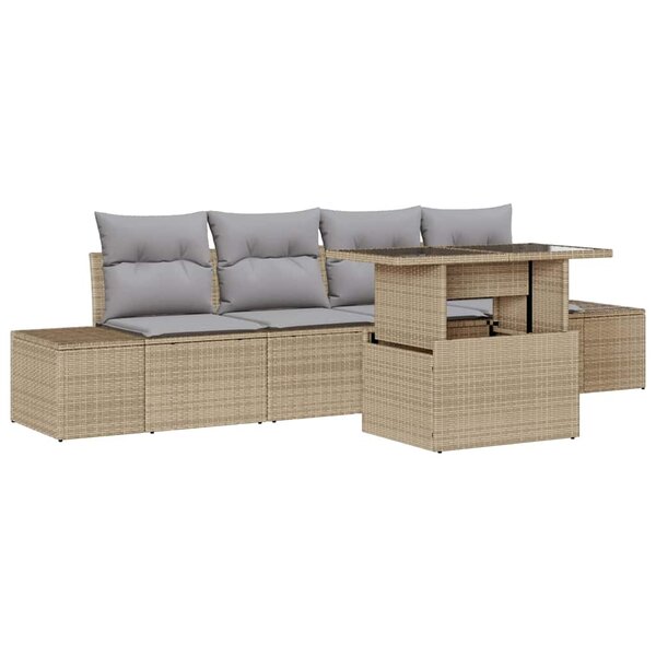 vidaXL Ensemble de canapé de jardin 5 Pièces Beige et Gris clair