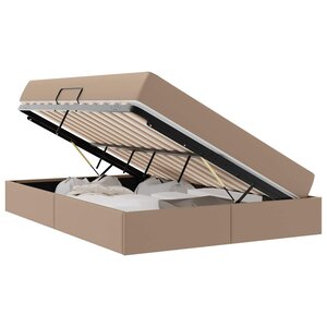 vidaXL Lit avec rangement et matelas 2 Pièces Cappuccino Cuir
