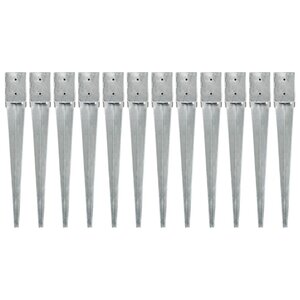 vidaXL Piquets au sol 12 Pièces Argenté 10x10x76 cm Acier galvanisé