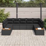 vidaXL Ensemble de canapé de jardin avec coussin 9 Pièces Noir Poly rotin