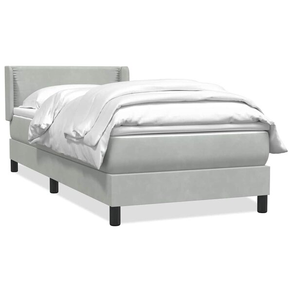 vidaXL Sommier à lattes de lit et matelas gris clair 80x220 cm velours